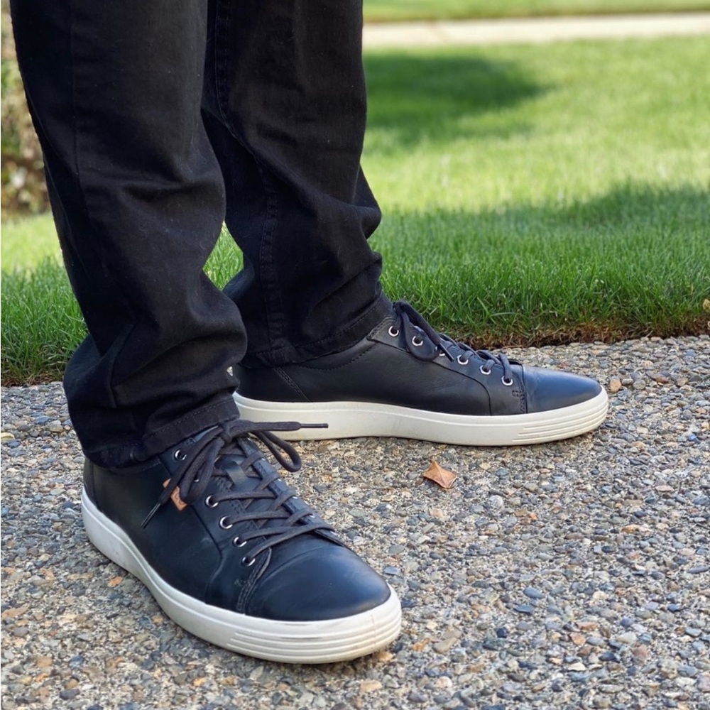 ECCO Soft 7 Men’s Leather Sneakers US 9-9.5 EU43 Black